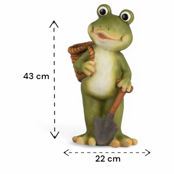 Preview: Frosch mit Korb auf dem Rücken 43 cm - Charmante Frühlingsdeko